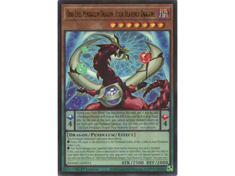 Odd-Eyes Pendulum Dragon, Four Heavenly Dragons MAMO-013 | Magnificent Monsters | ProCards México