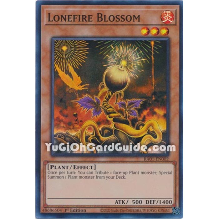 Carta Da Gioco Yu-Gi-Oh! Lonefire Blossom (PUR) - RA01-EN002 - Rarità Prismatica Ultimate - 1ª Edizione