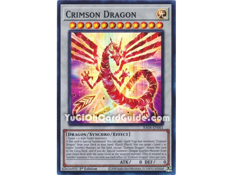 Crimson Dragon Ultra Rare YGO Quarter Century Stampede Carta 