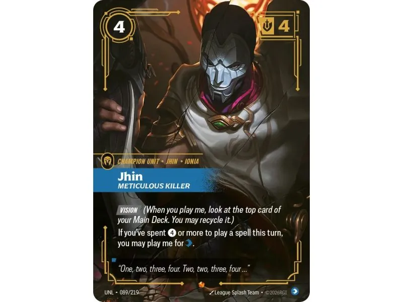 Jhin - Meticulous Killer (Base) UNL-089 | UNL | ProCards México