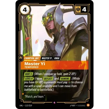 Master Yi - Tempered (Base) UNL-113 | UNL | ProCards México
