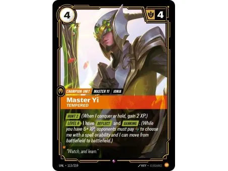 Master Yi - Tempered (Base) UNL-113 | UNL | ProCards México