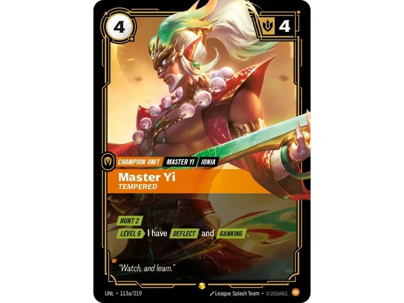 Master Yi - Tempered (Alt/Token side) UNL-113A | UNL | ProCards México