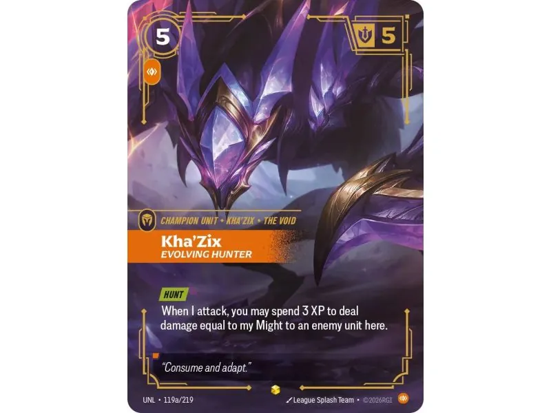 Kha'Zix - Evolving Hunter (Alt/Token side) UNL-119A | UNL | ProCards México