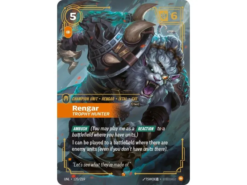 Rengar - Trophy Hunter (Base) UNL-120 | UNL | ProCards México