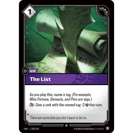 The List (Base) UNL-138 | UNL | ProCards México