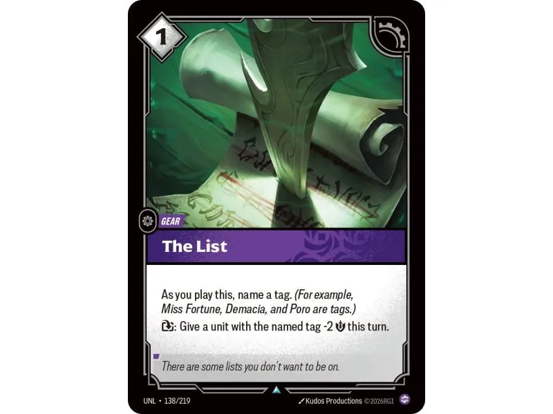 The List (Base) UNL-138 | UNL | ProCards México