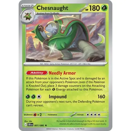 Chesnaught (Common/Reverse Holofoil) CRI-ENR007 | Chaos Rising | ProCards México