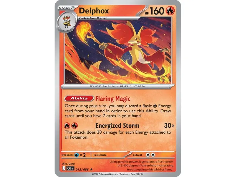 Delphox (Common/Reverse Holofoil) CRI-ENR013 | Chaos Rising | ProCards México