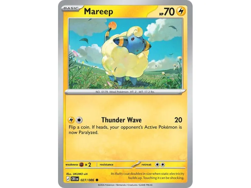 Mareep (Common/Reverse Holofoil) CRI-ENR027 | Chaos Rising | ProCards México