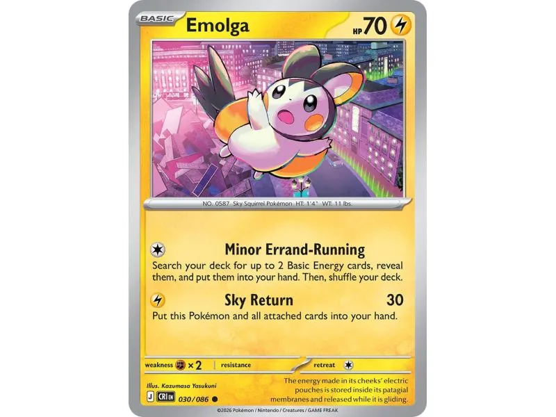 Emolga (Common/Reverse Holofoil) CRI-ENR030 | Chaos Rising | ProCards México