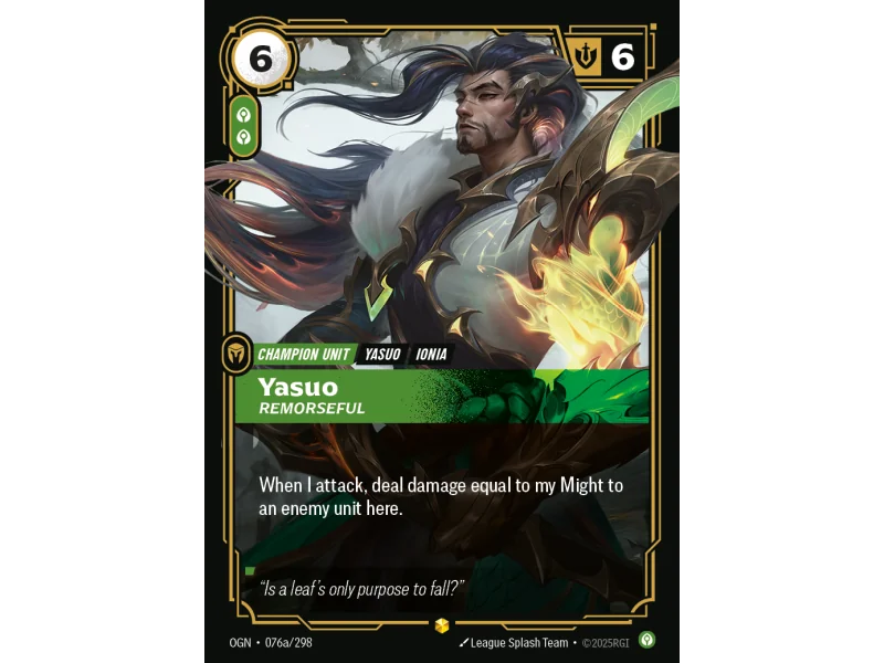 Yasuo, Remorseful OGN-076A | Origins | ProCards México